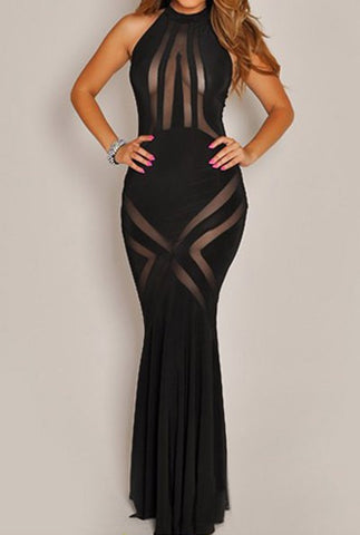 Maxi Mesh Panel Dress