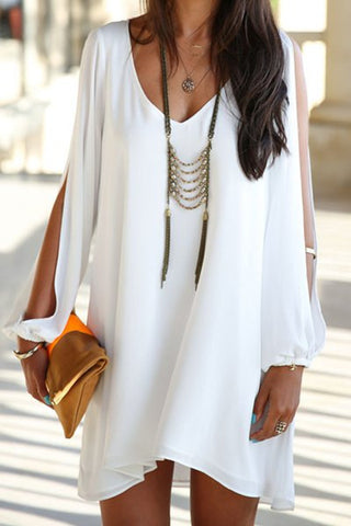 Open Sleeve White Dress