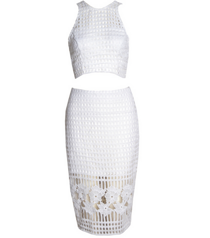 Floral Mesh Two Piece Dress