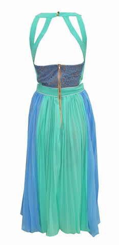 Stripe Chiffon Dress Teal Maxi