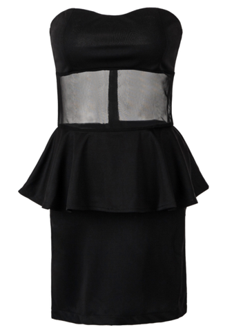 Peplum Mesh Dress Black