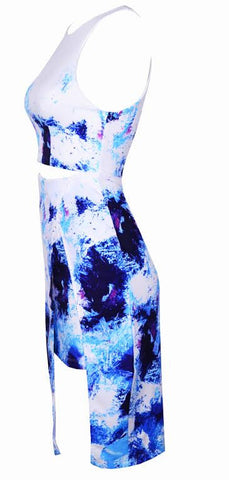 Splattered Two Piece Dress Blue
