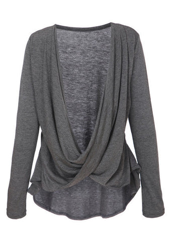 Grey Deep V Back Top