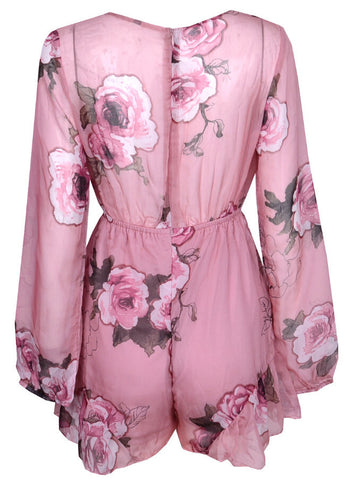 Milan Floral Romper-Pink