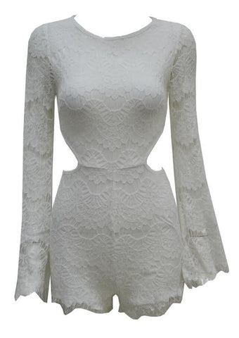 Total Cuts Tease Romper White