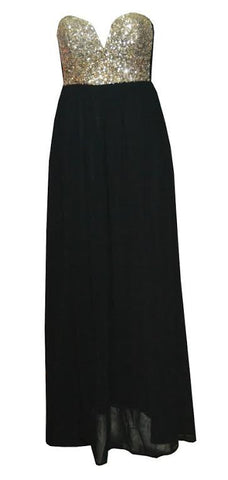 Sequin Bustier Maxi Black