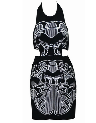 Pop Art Floral Dress Black