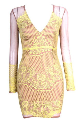 Gina Lace Dress Yellow