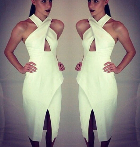 Cross Halter Sweetheart Dress