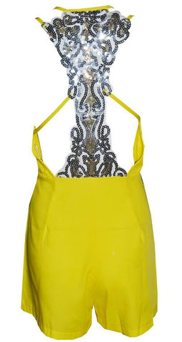 Sequin Swirl Romper Yellow