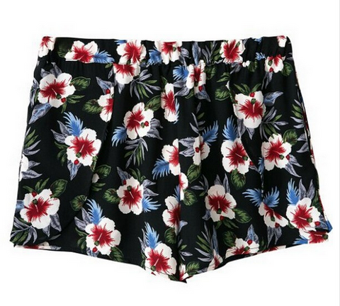 Floral Mini Shorts Black