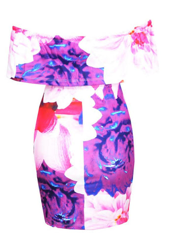 Off Shoulder Geometric Dress