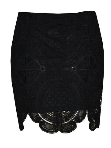 Scallop Bodycon Skirt Black
