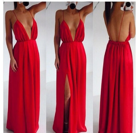 V Drape Maxi Red