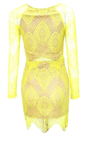 Wicked Lace Two Piece Dress Yellow