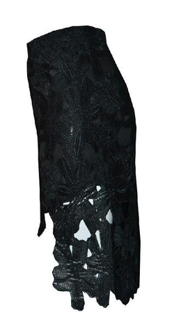 Lace Cut Out Skirt Black