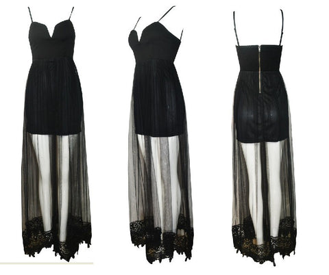 Lace Doilies Sheer Maxi Dress