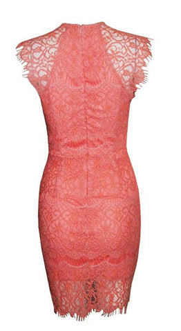 Lace Fringe Dress Pink