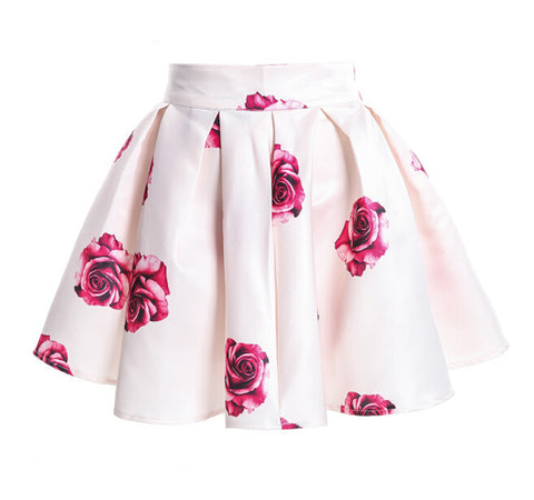 Ruffled Rose Mini Skirt - White