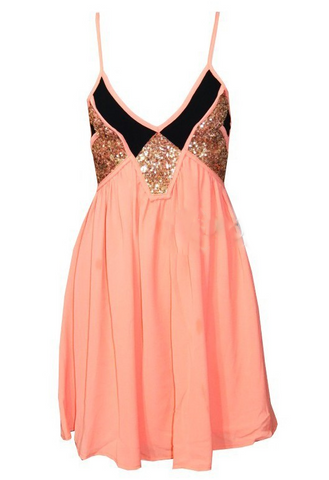 Sequin Geometric Strap Dress - Pink