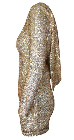Sequin Drape Open Back  Dress