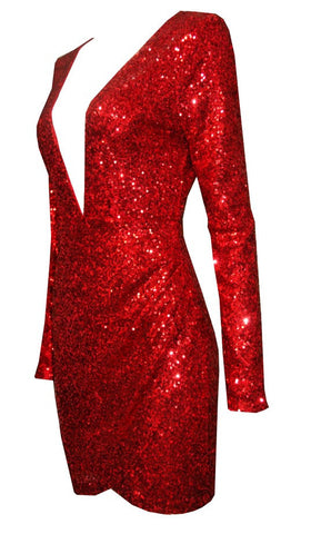 Totally Exposed Sequin Dress Red