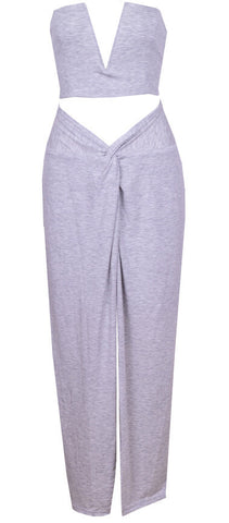 Two Piece Cotton Twist Dress - Grey