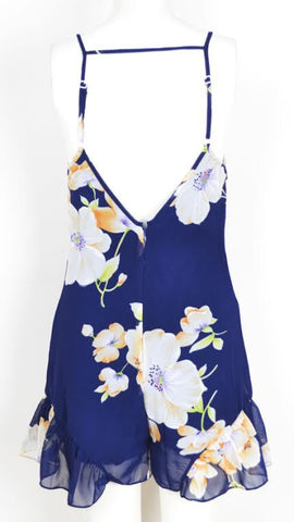 Ruffled Trim Floral Dress