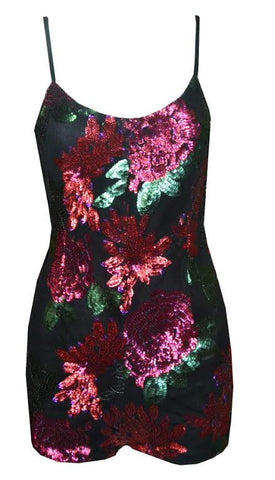 Floral Sequin Romper