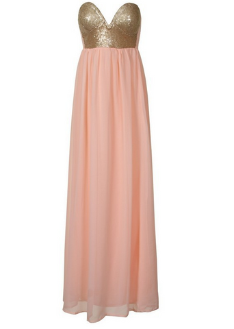 Sequin Bustier Maxi Pink