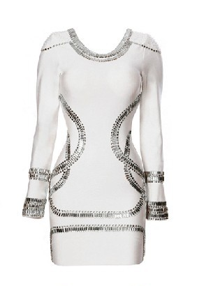 Silver Beaded Tribal Bodycon Dress