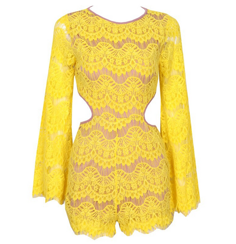 Total Cuts Tease Romper Yellow