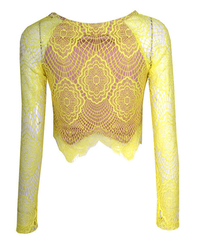 Lace Crop Top Yellow