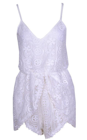White Lacy Floral Romper