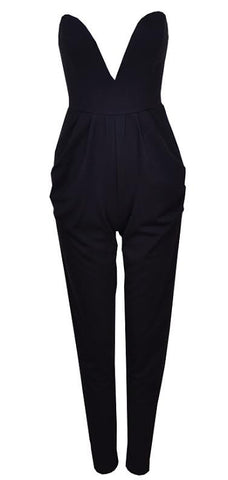 Sweetheart Bustier Pantsuit Black