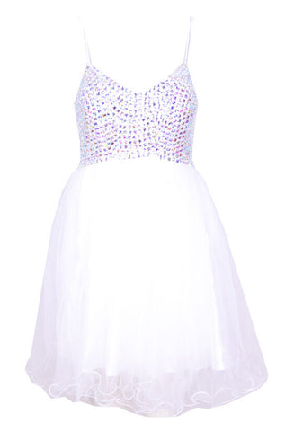 Sequin Chiffon Dress White