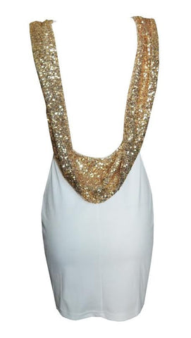 White Drape Open Back  Dress