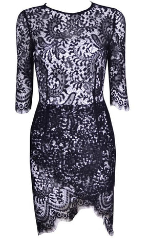 Scallop Lace Dress Black