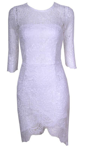 Scallop Lace Dress White