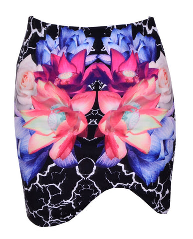 Floral Burst Skirt Black