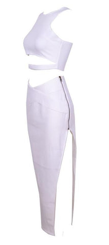 Two Piece Cut Out Dress White