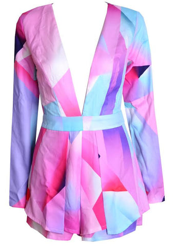 Geo Pattern Romper- Fall