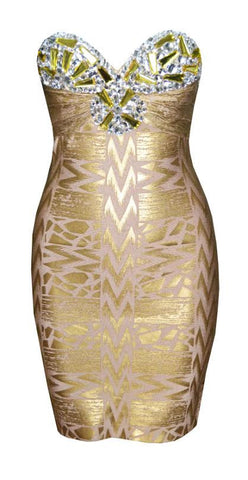 Gold Jewel Bodycon Dress