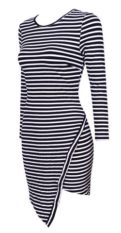 Stripe Asymmetrical Bodycon Black