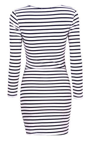 Stripe Asymmetrical Bodycon White