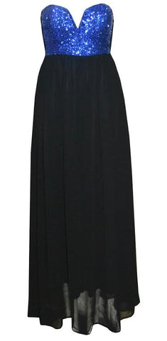 Sequin Bustier Maxi Royal Blue
