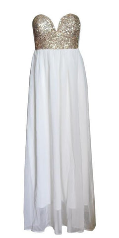 Sequin Bustier Maxi White